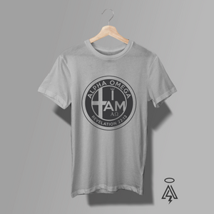 A mockup of the  iconic Alfa Romeo badge and reimagines it with a powerful biblical twist; The design features “Alpha Omega” framing a modern cross and the declaration “I AM – Revelation 22:13,” blending motorsport attitude with spiritual conviction.