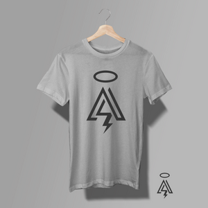 Gray t-shirt with the Amped Angel logo.