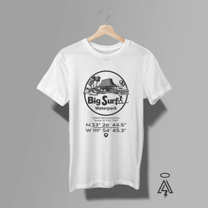 Before wave pools became common across America, there was Big Surf.
This Tee honors one of Tempe's most iconic landmarks and a place that defined Arizona summers for generations. 
From surfing competitions and family vacations to school trips and endless summer memories, Big Surf.
