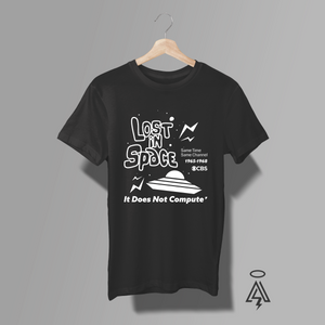 Blast off back to the golden age of television with the "The Lost in Space "Retro T-Shirt captures the wonder, drama, and campy charm of the iconic 1965–1968 CBS classic in bold, vintage style. The unforgettable tagline — “It Does Not Compute” — adds a nostalgic wink that longtime fans will instantly recognize.