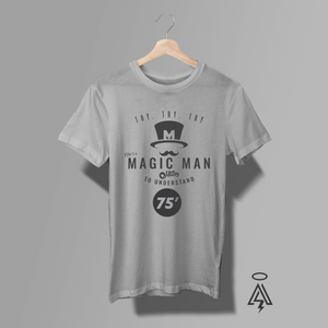This heather gray shirt captures the allure and attitude of the song that helped launch Heart into rock legend status. The graphic centers around a tall top hat marked with an “M,” paired with a curled mustache—an unmistakable nod to the mysterious “Magic Man” himself.