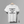 White t-shirt with black text stating 