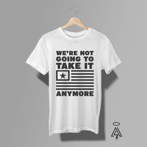 Turn up the rebellion. This bold graphic tee pays tribute to the defiant spirit of “We’re Not Gonna Take It,” the legendary anthem by Twisted Sister from their 1984 album Stay Hungry. The song exploded onto rock radio, becoming the band’s only Top 40 hit—and a rallying cry for anyone ready to stand their ground.