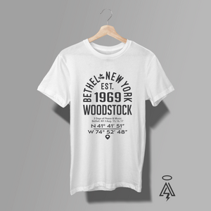 Relive the moment the music changed everything with the Bethel, New York – Woodstock ’69 Heritage Tee — a clean, vintage tribute to the festival that defined a generation. Minimal, timeless, and authentic, it feels less like merch and more like a keepsake from Max Yasgur’s dairy farm — the ground where hundreds of thousands gathered for peace, love, and the power of sound. Coordinates.

